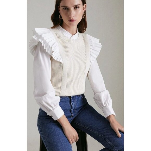 karen millen Pleated Shoulder Detail Knitted Tabard Size XS - Picture 1 of 13